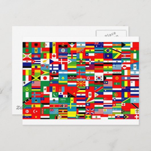 CARTE POSTALE DRAPEAUX DU MONDE (Devant / Derrière)