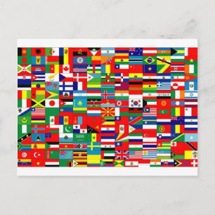 CARTE POSTALE DRAPEAUX DU MONDE
