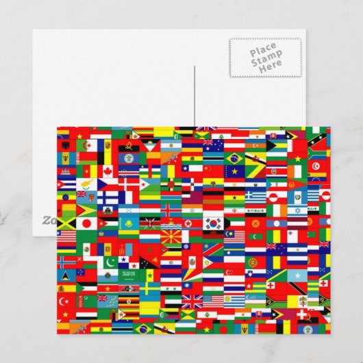 CARTE POSTALE DRAPEAUX DU MONDE (Devant / Derrière)