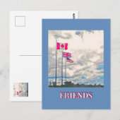 Carte Postale Drapeaux É.-U., ROYAUME-UNI, CANADA / AMIS (Devant / Derrière)