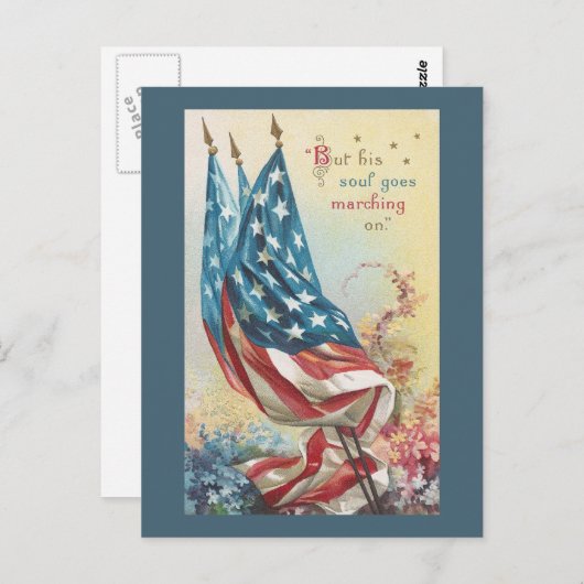 Carte Postale Drapeaux et fleurs pour les victimes (Devant / Derrière)