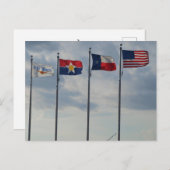 Carte Postale Drapeaux Ft Worth, Dallas, Texas State et US Flag (Devant / Derrière)