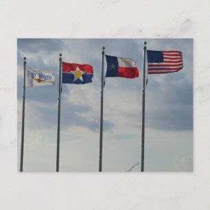 Carte Postale Drapeaux Ft Worth, Dallas, Texas State et US Flag