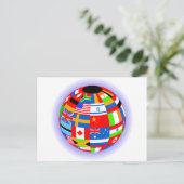 Carte Postale drapeaux internationaux globe terre (Debout devant)