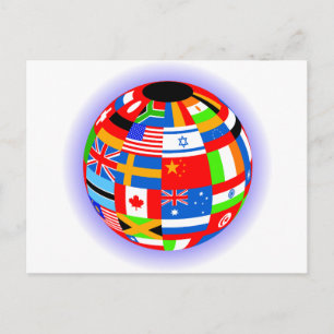 Carte Postale drapeaux internationaux globe terre