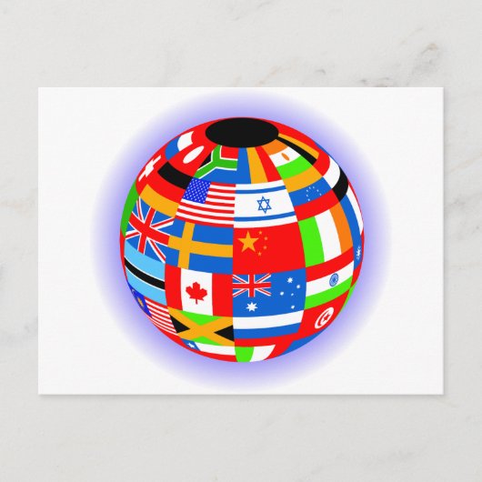 Carte Postale drapeaux internationaux globe terre (Devant)