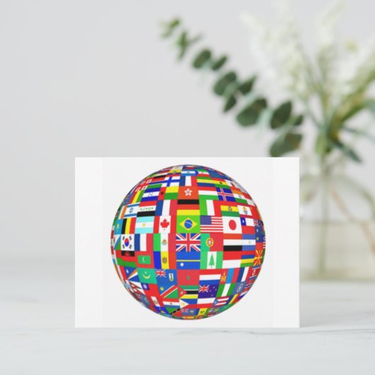 CARTE POSTALE DRAPEAUX MONDIAUX (Debout devant)