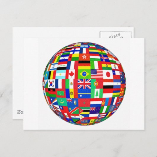 CARTE POSTALE DRAPEAUX MONDIAUX (Devant / Derrière)