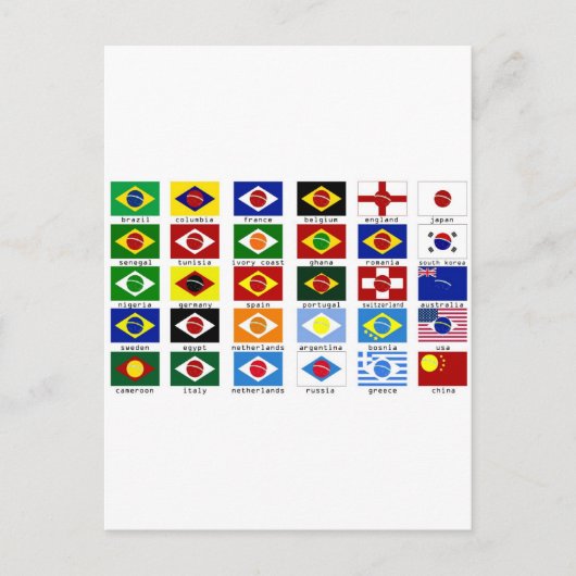 Carte Postale drapeaux pour la coupe du monde au brésil (Devant)