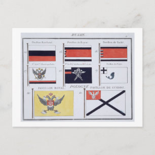 Carte Postale Drapeaux russes, tiré d'un livre français de Drape