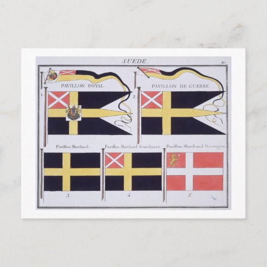 Carte Postale Drapeaux scandinaves, tiré d'un livre français de  (Devant)