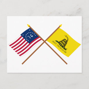 Carte Postale Drapeaux traversés de Bennington et de Gadsden