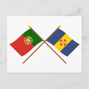 Carte Postale Drapeaux traversés du Portugal et de Madère