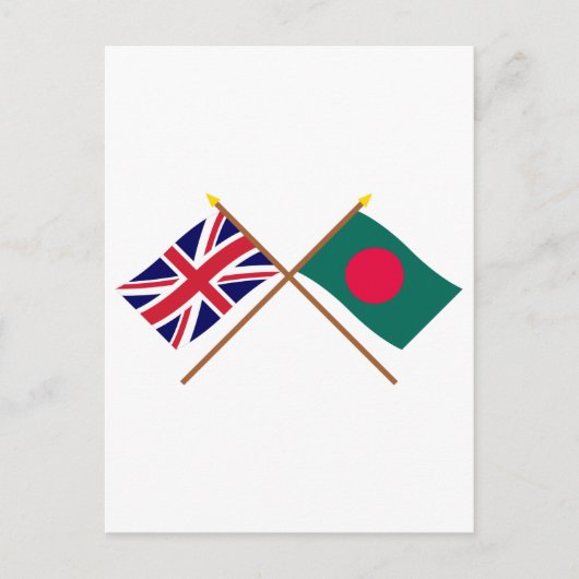 Carte Postale Drapeaux traversés du Royaume-Uni et du Bangladesh (Devant)