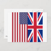 Carte Postale Drapeaux Union Jack et États-Unis d'Amérique (Devant / Derrière)