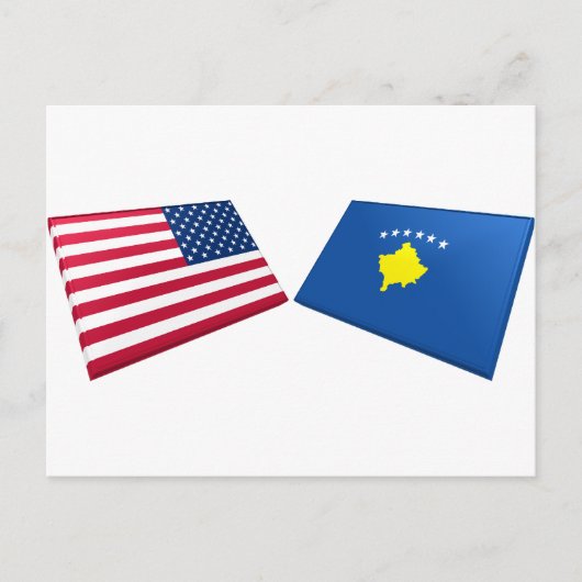 Carte Postale Drapeaux US et Kosovo (Devant)