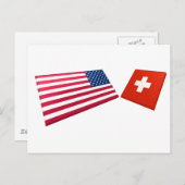 Carte Postale Drapeaux US et Suisse (Devant / Derrière)