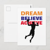 Carte Postale Dream Believe Achieve Basketball Pop Art (Devant / Derrière)