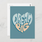 Carte Postale Dream Big : Coeur bleu du succès (Devant / Derrière)