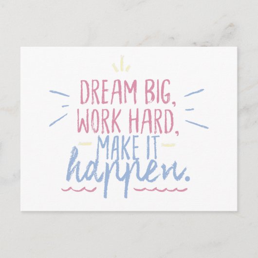 Carte Postale Dream Big Work Hard Motivation Cadeau Postcard Cit (Devant)