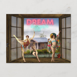 Carte Postale Dream Bigger Altered Art Danseurs Vintages