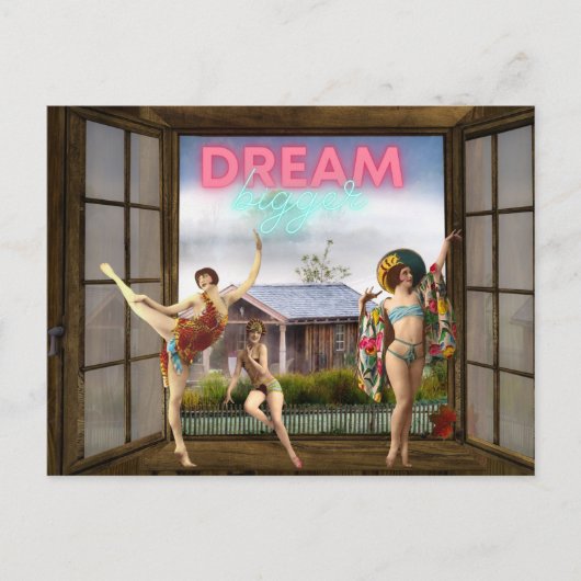 Carte Postale Dream Bigger Altered Art Danseurs Vintages (Devant)