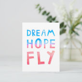 Carte Postale Dream Hope Fly Aquarelle Typographie (Debout devant)