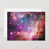 Carte Postale Dream It Achieve It Motivational Quote Galaxy Star (Devant / Derrière)