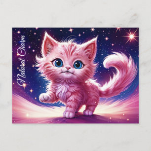 Carte Postale Dream rose chaton animaux de compagnie pépinière d
