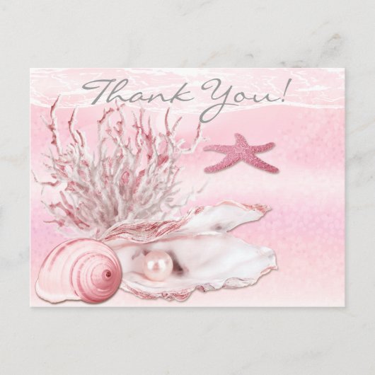 Carte Postale Dream Shore Beach Carnation Merci rose (Devant)