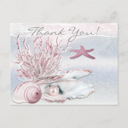 Carte Postale Dream Shore Beach Merci rose doux (Devant)