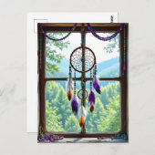 Carte Postale Dreamcatcher dans la fenêtre | Art Boho (Devant / Derrière)