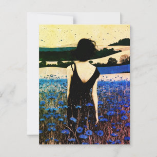 Carte Postale Dreamscape Blue Champ de Fleurs Sauvages Art Mural