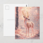 Carte Postale Dreamy Fawn en bois d'automne rose (Devant / Derrière)