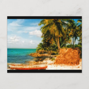 Carte Postale Dreamy Tropical Beach avec Rowboat