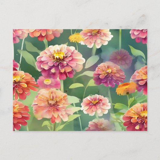 Carte Postale Dreamy Zinnia Flowers (Devant)