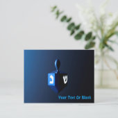 Carte Postale Dreidel bleu brillant (Debout devant)