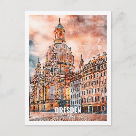 Carte Postale Dresde Allemagne Travel Place Aquarelle (Devant)