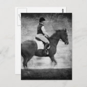 Carte Postale Dressage en Grunge noir et blanc (Devant / Derrière)