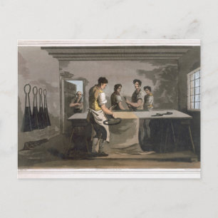 Carte Postale Dresseurs de tissu, du "Costume du Yorkshire" engr