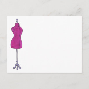Carte Postale Dressform rose Mode Design Coudre Mannequin