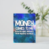 Carte Postale Droit d'attraction Citation de manifeste d'argent (Debout devant)