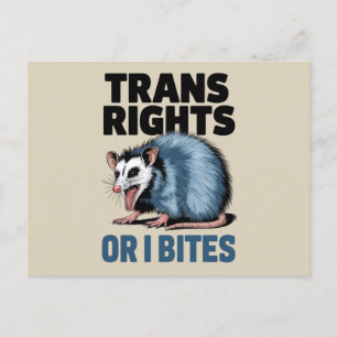 Carte Postale Droits des trans ou je mord Gay Drôle Fierté LGBTQ