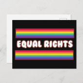 Carte Postale Droits égaux. Fierté LGBT+. Drapeau arc-en-ciel  (Devant / Derrière)