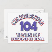 Carte Postale Drôle 104ème anniversaire conceptions (Devant / Derrière)