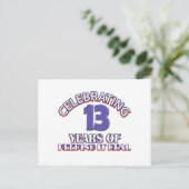 Carte Postale Drôle 13ème anniversaire conceptions (Debout devant)