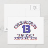 Carte Postale Drôle 13ème anniversaire conceptions (Devant / Derrière)