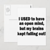 Carte Postale Drôle à dire - J'avais l'esprit ouvert... (Devant / Derrière)