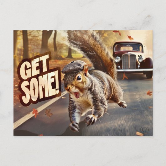 Carte Postale Drôle Action Squirrel "Obtenez-en" (Devant)