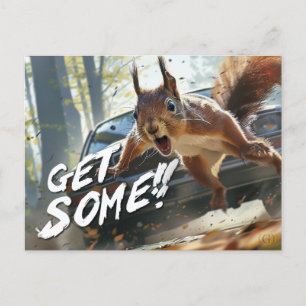 Carte Postale Drôle Action Squirrel "Obtenez-en"